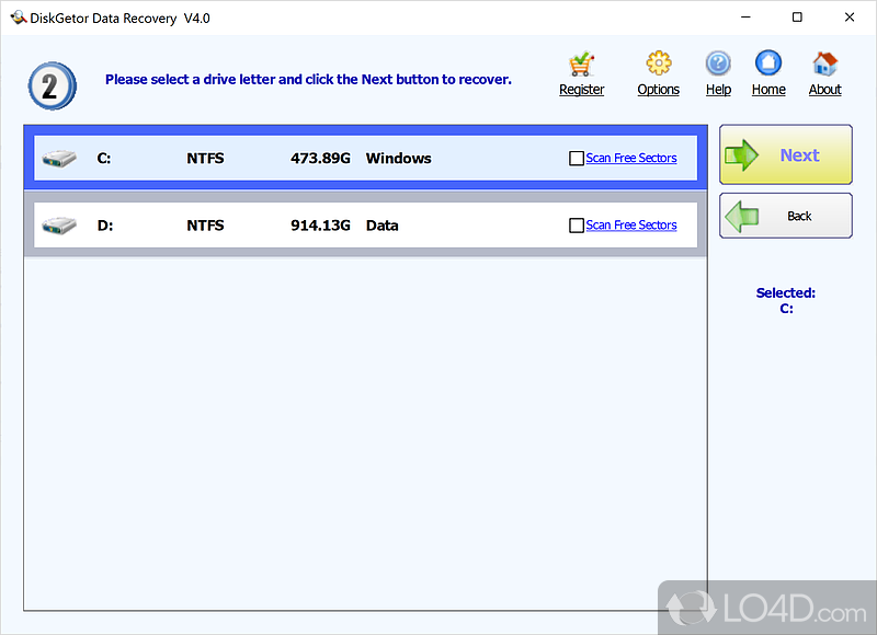 Free hard drive data recovery software - Screenshot of DiskGetor Data Recovery Free