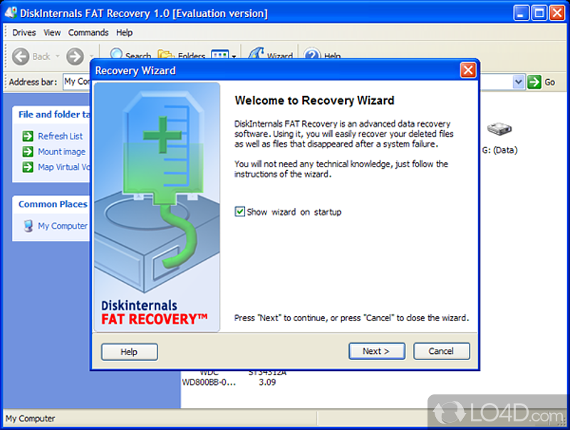 Retrieve data from damaged or formatted disks - Screenshot of DiskInternals FAT Recovery