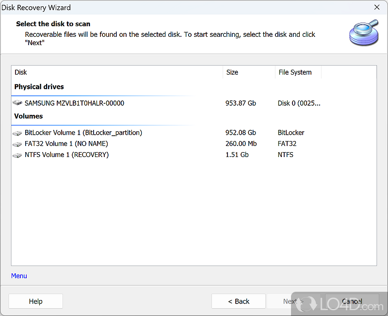 DiskInternals Partition Recovery: User interface - Screenshot of DiskInternals Partition Recovery