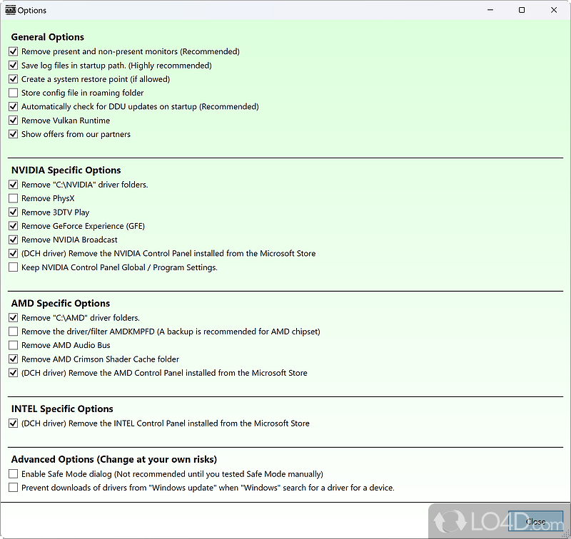 Clear-cut interface and options - Screenshot of Display Driver Uninstaller (DDU)