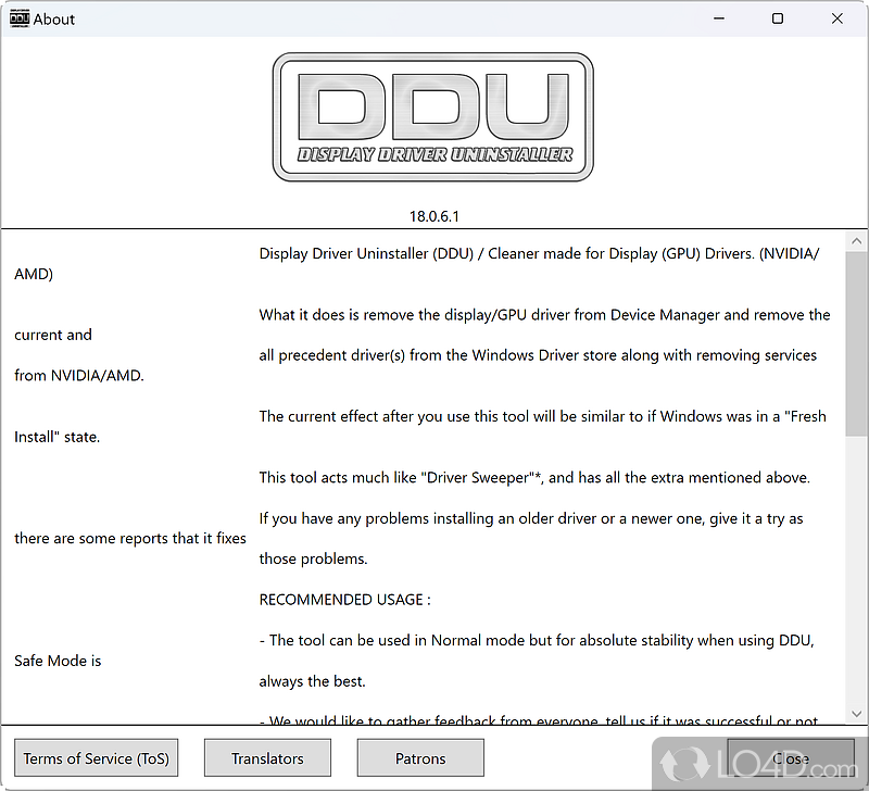 Removal tool for AMD, ATI and Nvidia graphic drivers - Screenshot of Display Driver Uninstaller (DDU)
