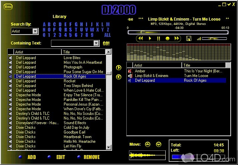 DJ 2000: User interface - Screenshot of DJ 2000