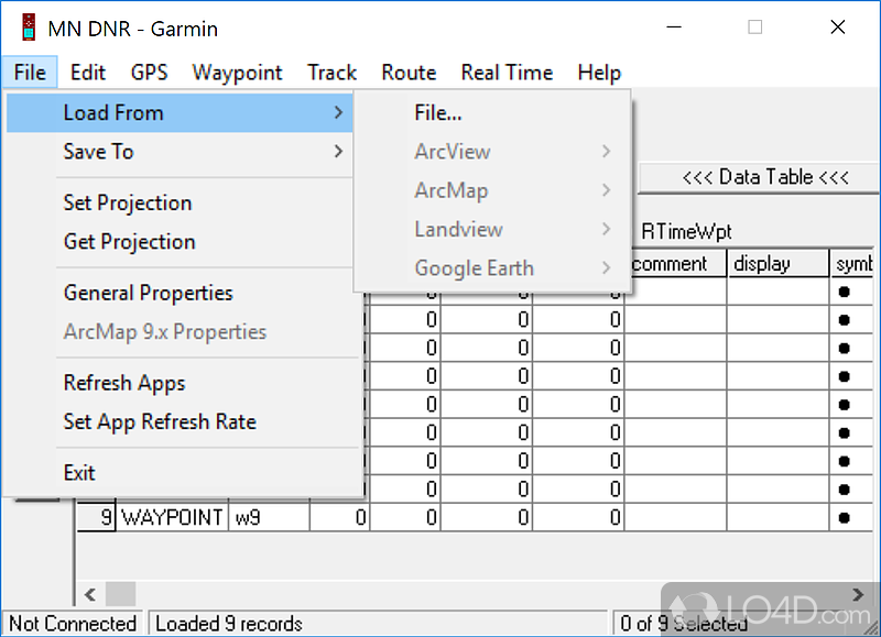 Transfer data betweeen Garmin and GIS apps - Screenshot of DNRGarmin