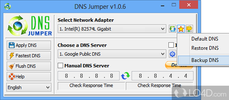 Load webpages faster - Screenshot of DNS Jumper