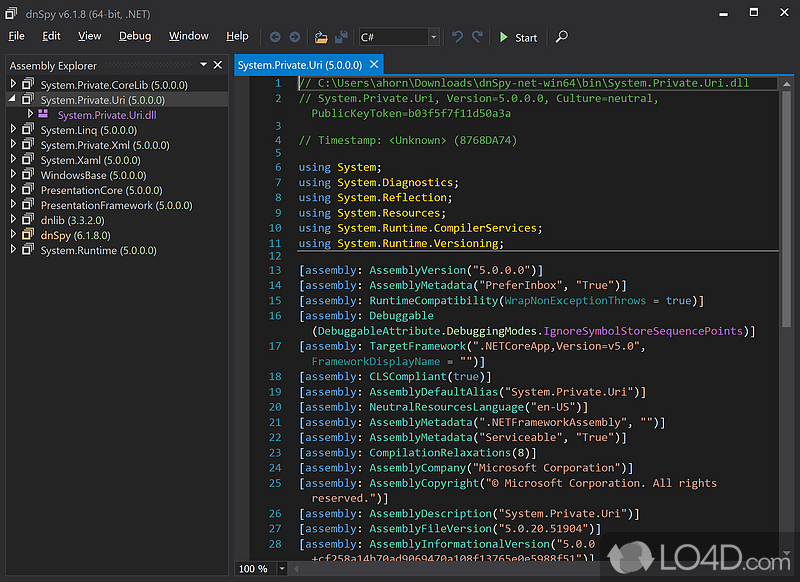 dnSpy: Reverse engineer - Screenshot of dnSpy