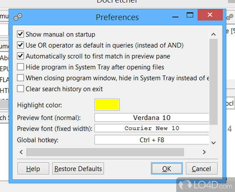 Desktop search application - Screenshot of DocFetcher