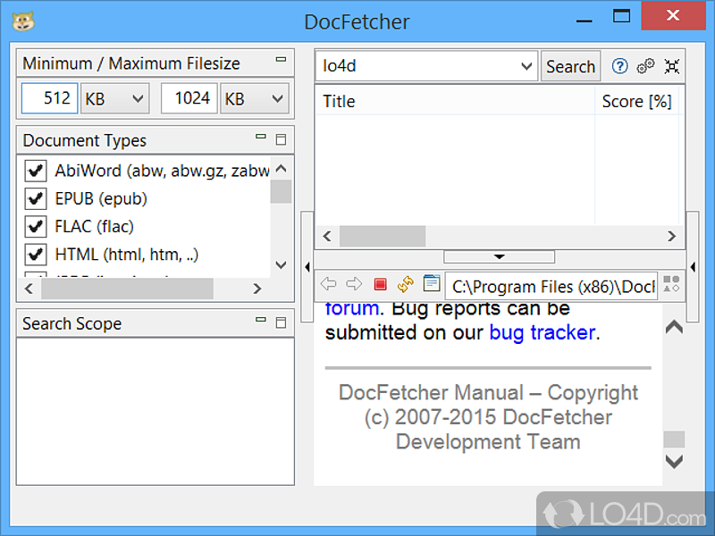 DocFetcher: Google - Screenshot of DocFetcher