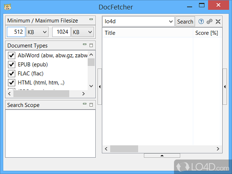 DocFetcher: Microsoft Office - Screenshot of DocFetcher