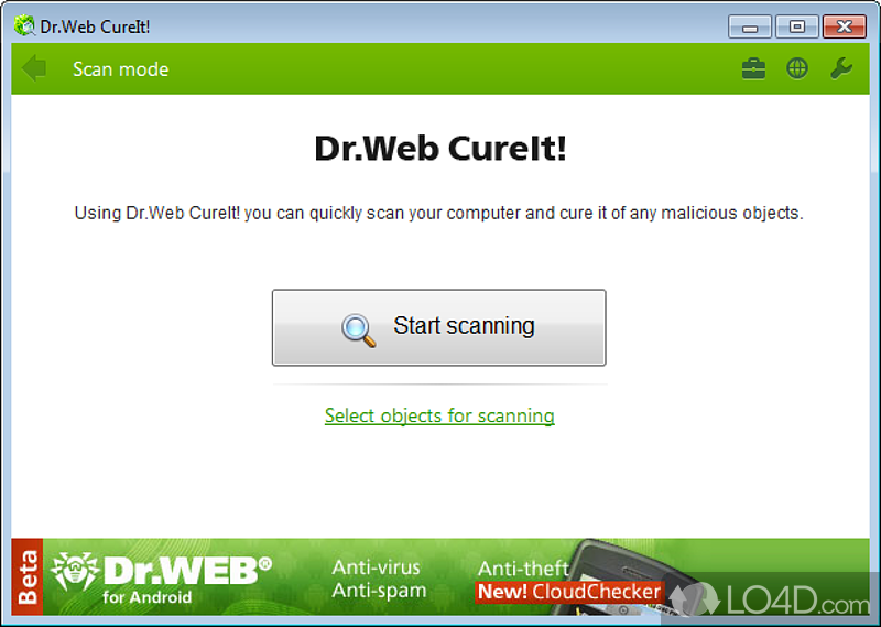 Anti-malware tool based on the Dr - Screenshot of Dr. Web CureIt!