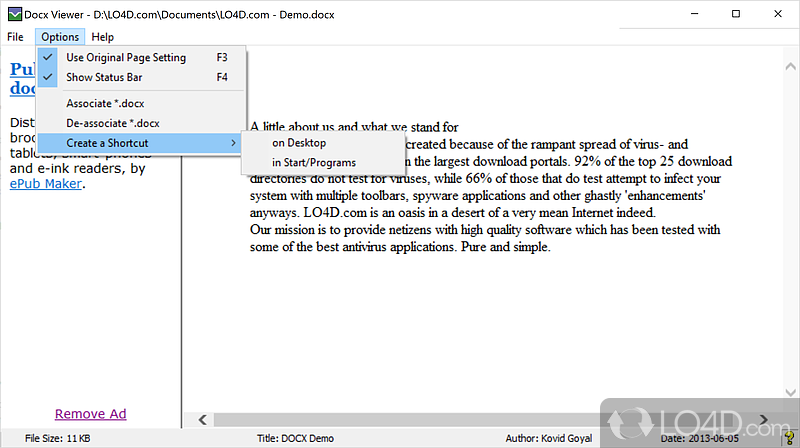 Microsoft Office Word Viewer - Screenshot of DocX Viewer