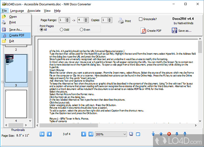 Docx2Rtf screenshot