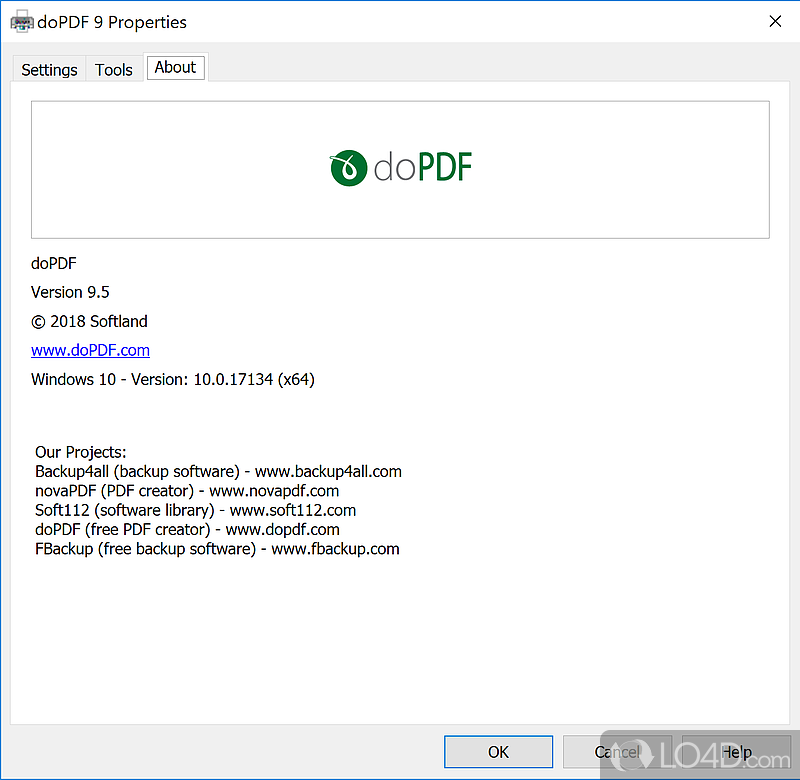 Will convert any printable file or document into PDF format - Screenshot of doPDF