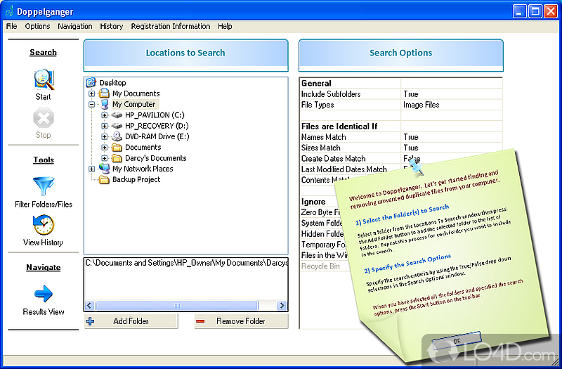 Software solution to scan computer in order to find duplicate files that take up space - Screenshot of Doppelganger