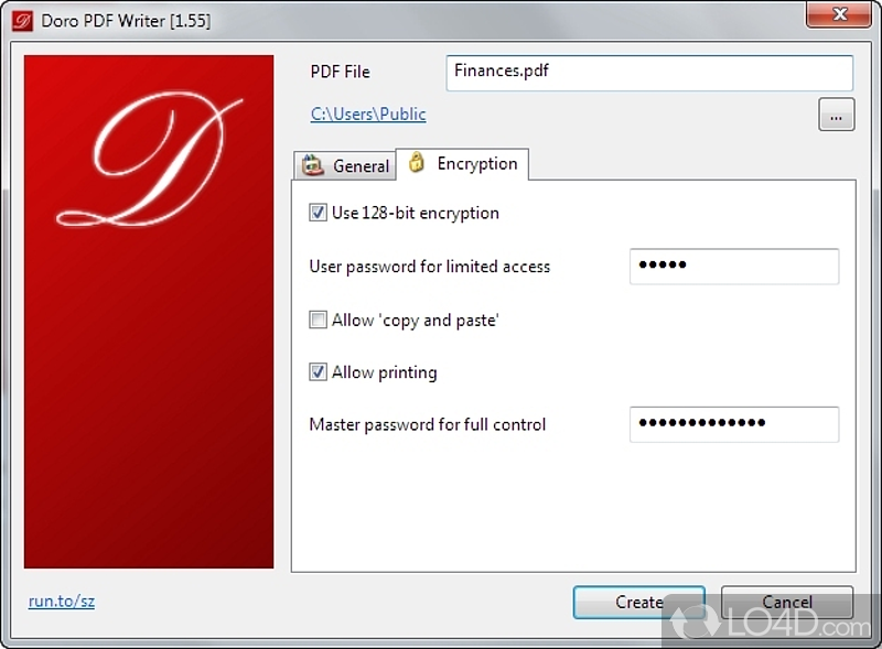 PDF virtual printer - Screenshot of Doro PDF Writer