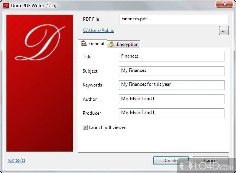 Create color PDF files from any printable document - Screenshot of Doro PDF Writer