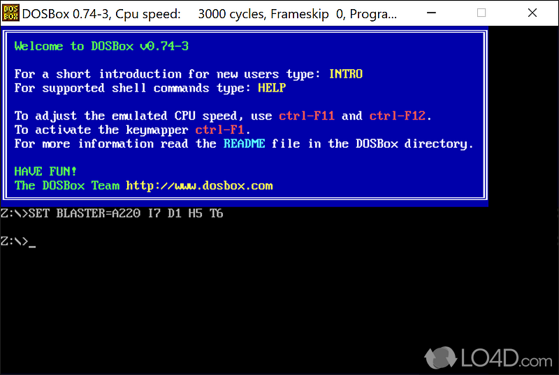 Provides users with a means of emulating DOS in a protected - Screenshot of DOSBox