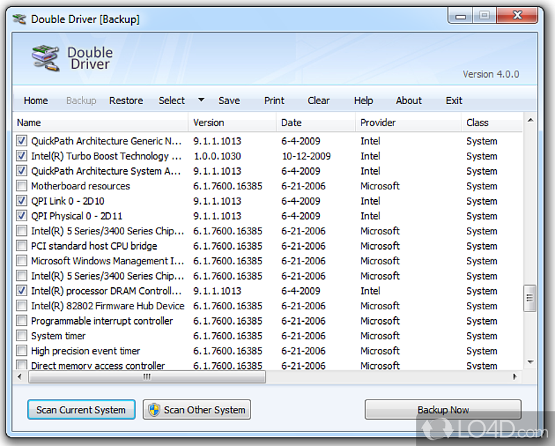 Examine all drivers installed on the system or scan remote PCs in order to back them to folder - Screenshot of Double Driver