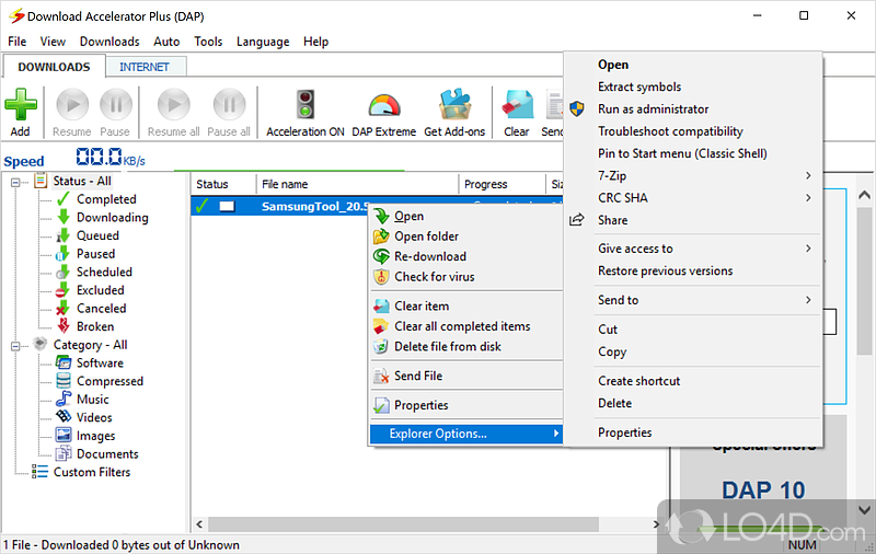Share files with your friends - Screenshot of Download Accelerator Plus