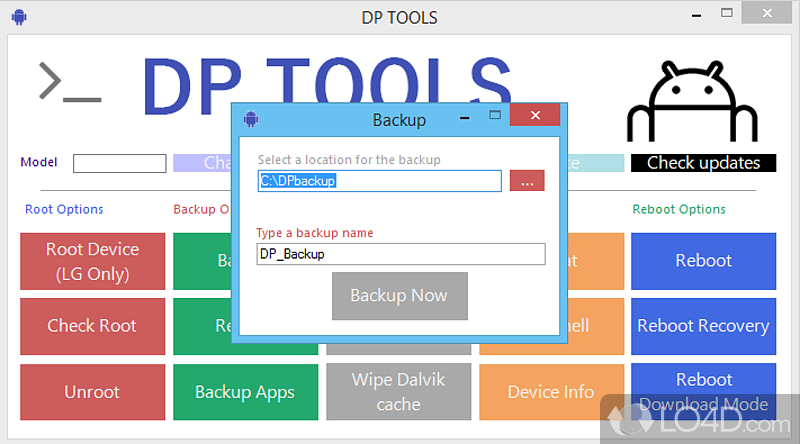 DP TOOLS: User interface - Screenshot of DP TOOLS