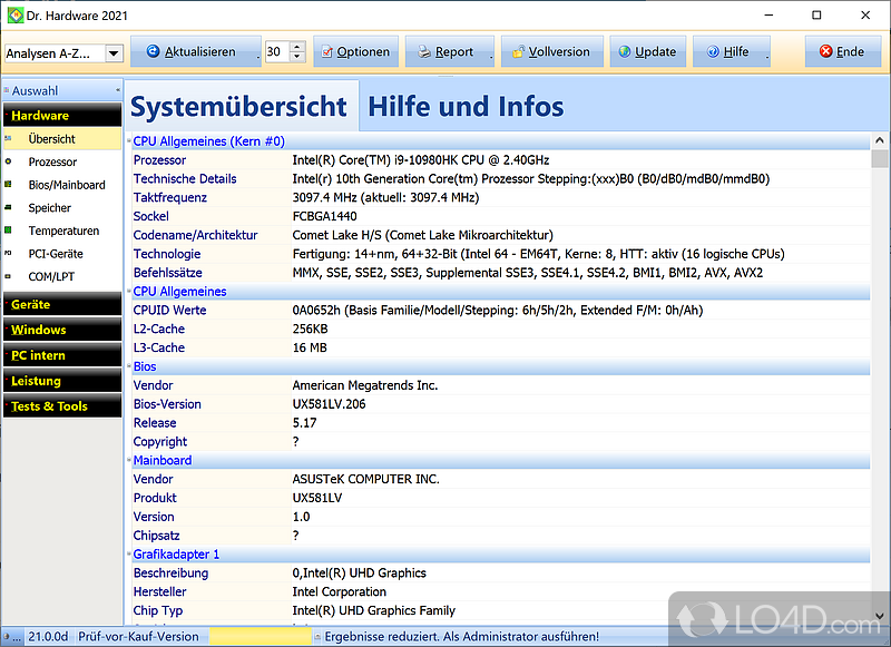 Thorough examination of your system's hardware - Screenshot of Dr. Hardware