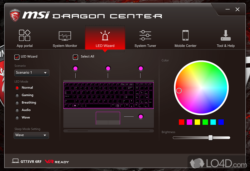 A handy system monitor and enhancer for MSI gaming laptops - Screenshot of MSI Dragon Center