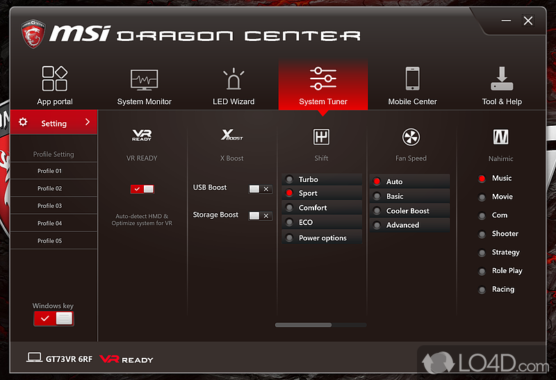 Keep a close eye on the performance of hardware - Screenshot of MSI Dragon Center