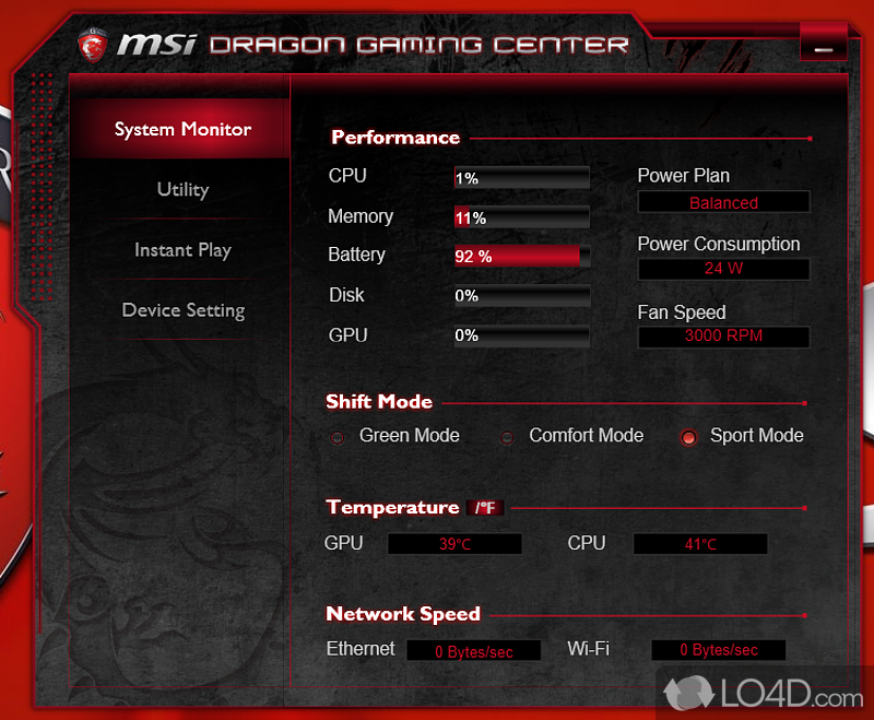 1 Click Gaming Mode optimizes all you need for smooth gaming - Screenshot of Dragon Gaming Center