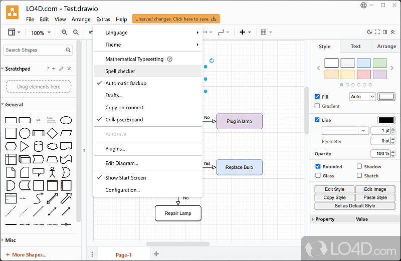 Create diagrams on Windows PCs - Screenshot of draw.io Desktop