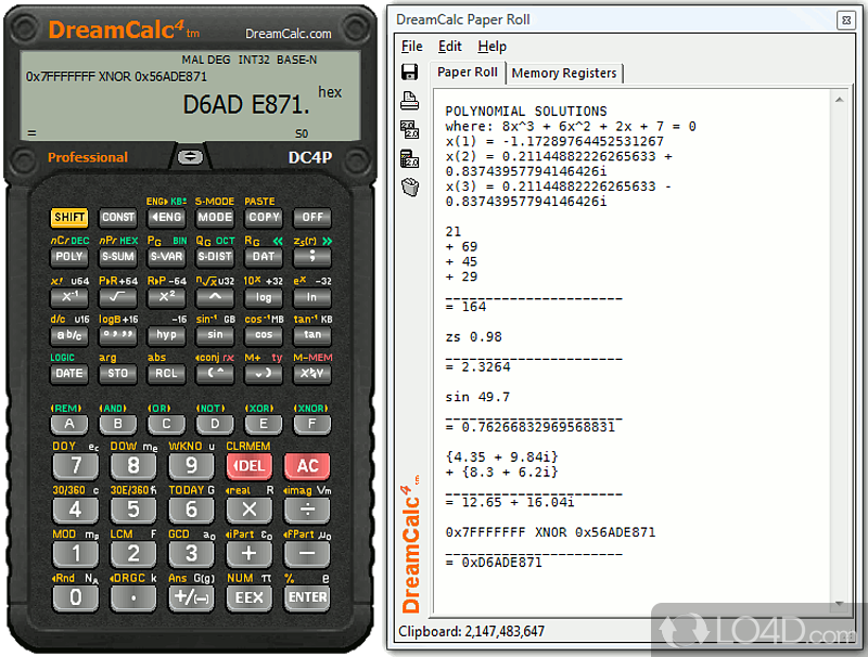Plot graphs for multiple functions - Screenshot of DreamCalc