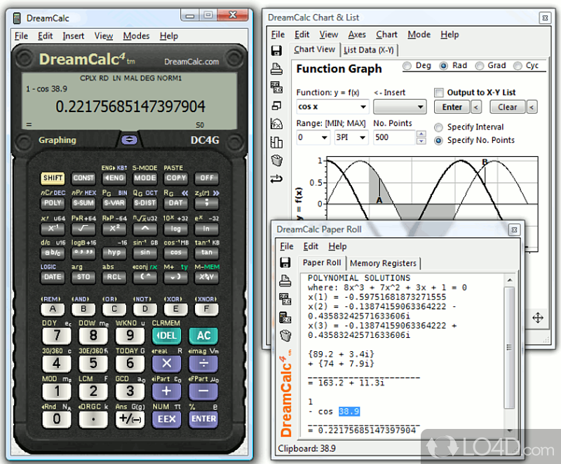 Plot graphs for multiple or advanced functions - Screenshot of DreamCalc