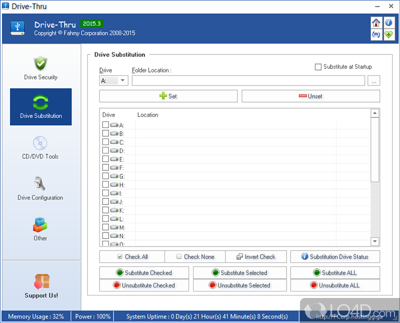 Variety of hard drive and disk management and protection tools - Screenshot of Drive-Thru