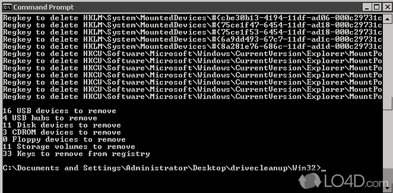 Remove non present drives and devices from the system's device tree - Screenshot of DriveCleanup