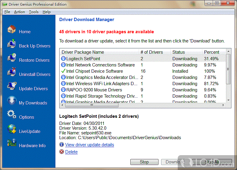 Smart and reliable driver manager - Screenshot of Driver Genius Professional