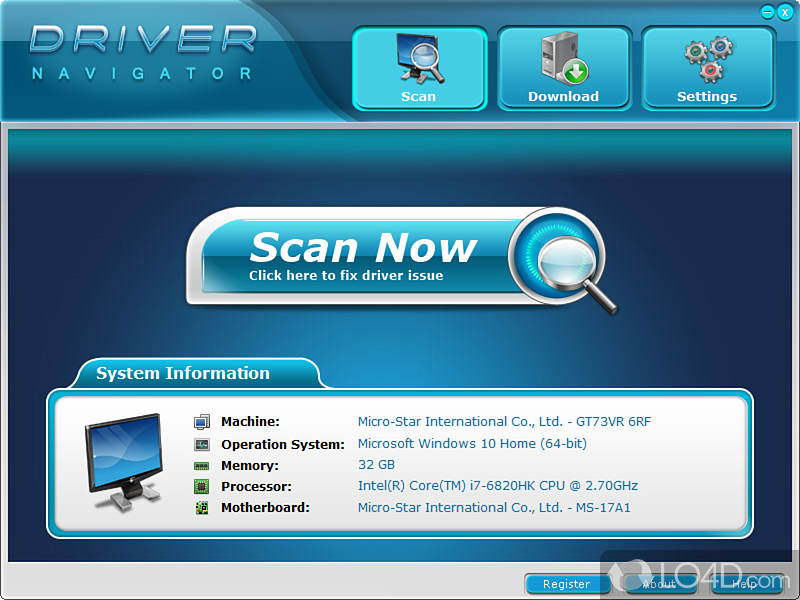 Searches the Internet for updates to drivers installed on Windows - Screenshot of DriverNavigator