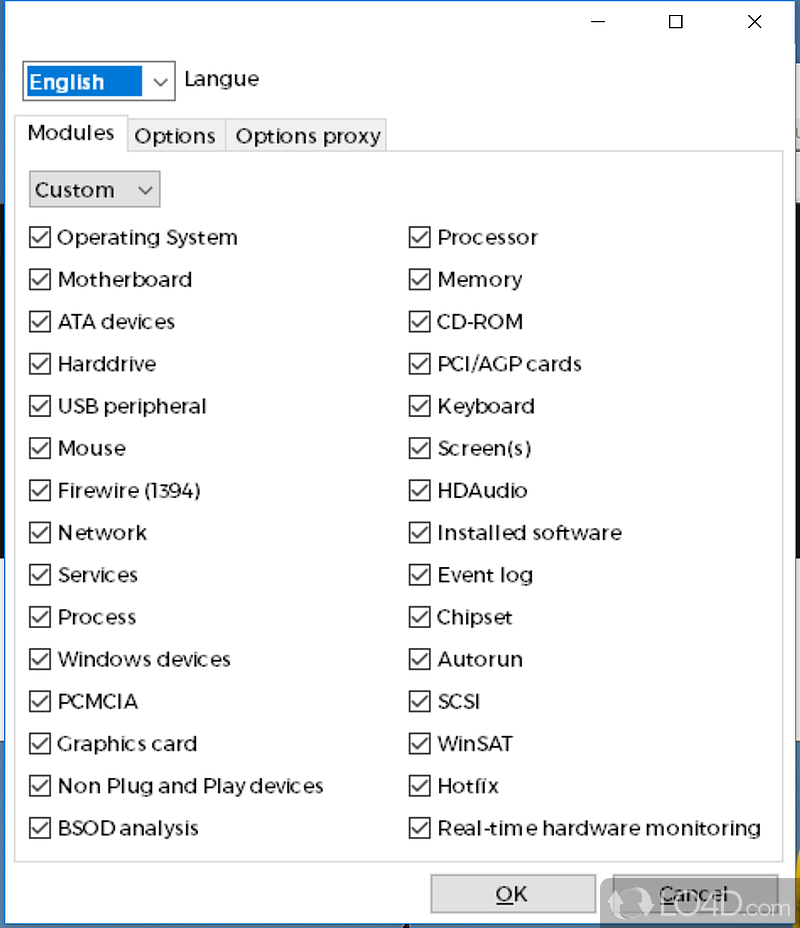 Analyze and print hardware and software info - Screenshot of DriversCloud