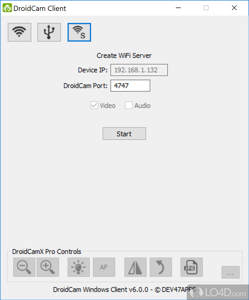 Free webcam alternative - Screenshot of DroidCam