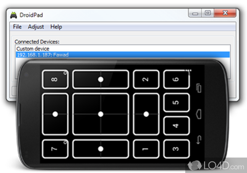 DroidPad: User interface - Screenshot of DroidPad