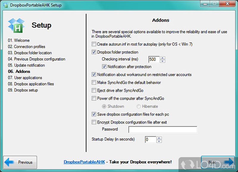 DropboxPortableAHK: User interface - Screenshot of DropboxPortableAHK