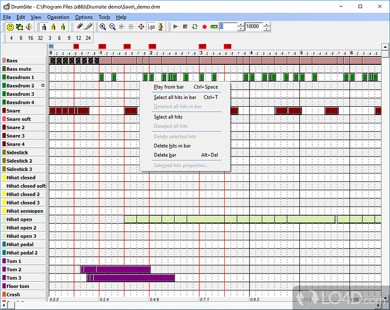 Drumsite: User interface - Screenshot of Drumsite