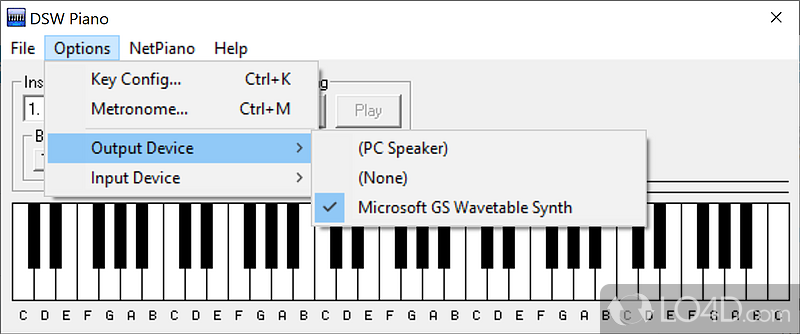 Convert your computer into a piano - Screenshot of DSW Piano