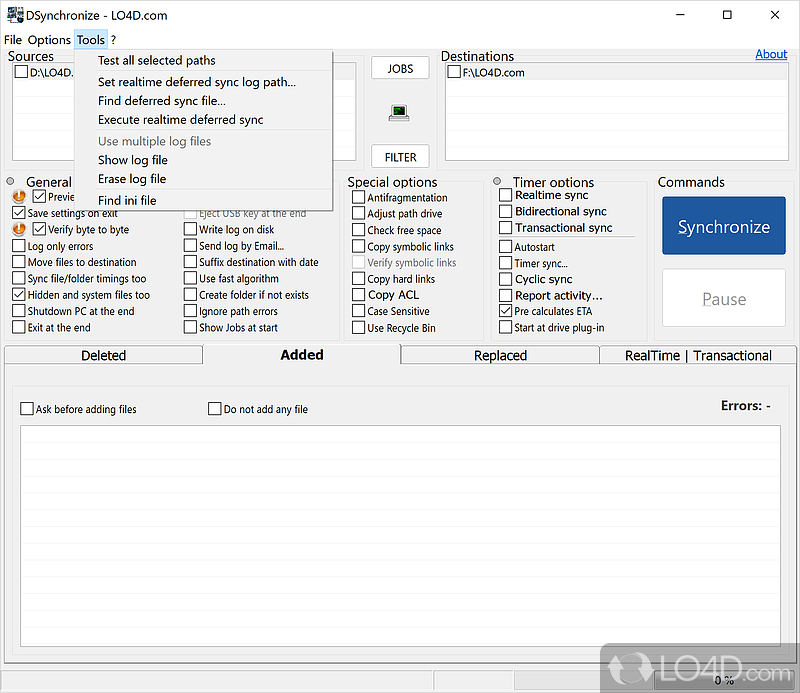 Sync files and folders - Screenshot of DSynchronize