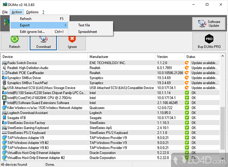 Displays CPU and RAM usage levels - Screenshot of DUMo