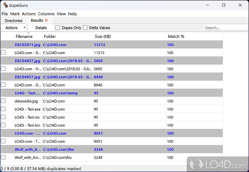 Keep computer of duplicate files which end up a lot of space on the long run - Screenshot of dupeGuru