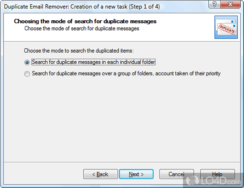 Software utility that can search for duplicate messages into Microsoft Outlook mail folders - Screenshot of Duplicate Email Remover