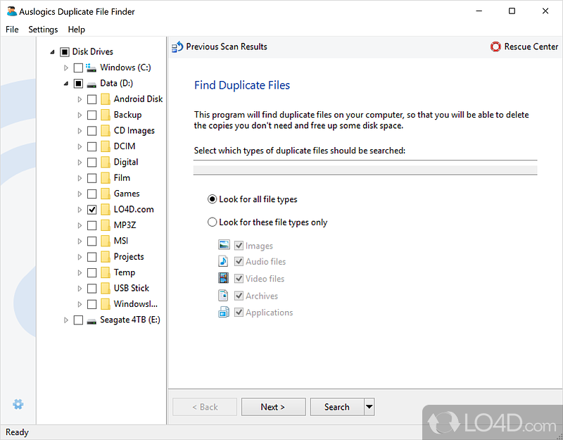 Analyze your hard disk and remove any duplicated files - Screenshot of Auslogics Duplicate File Finder