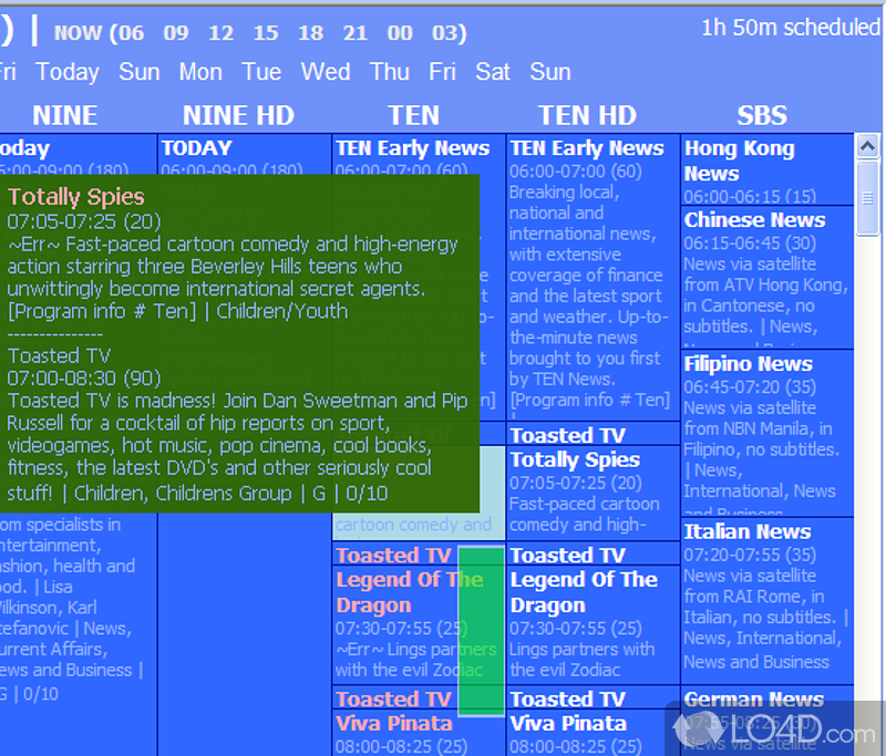 View, stream and record over-the-air TV programs - Screenshot of DV Scheduler