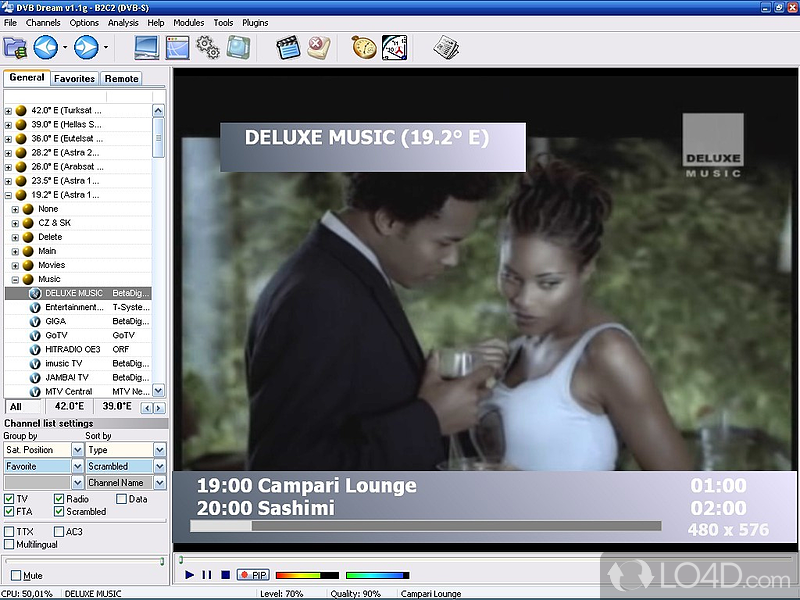 Complex setup and well-organized layout - Screenshot of DVB Dream