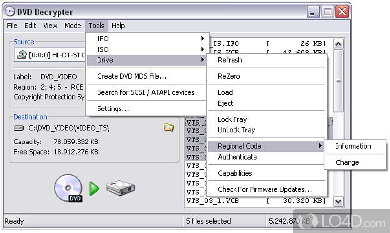 Multi-angle DVD movies - Screenshot of DVD Decrypter