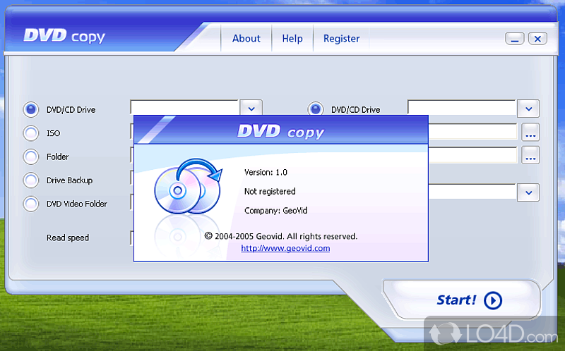 DVD EZ Copy: User interface - Screenshot of DVD EZ Copy