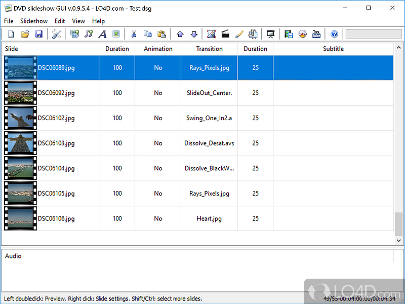 Unique software that allows cool slide show creation - Screenshot of DVD Slideshow GUI